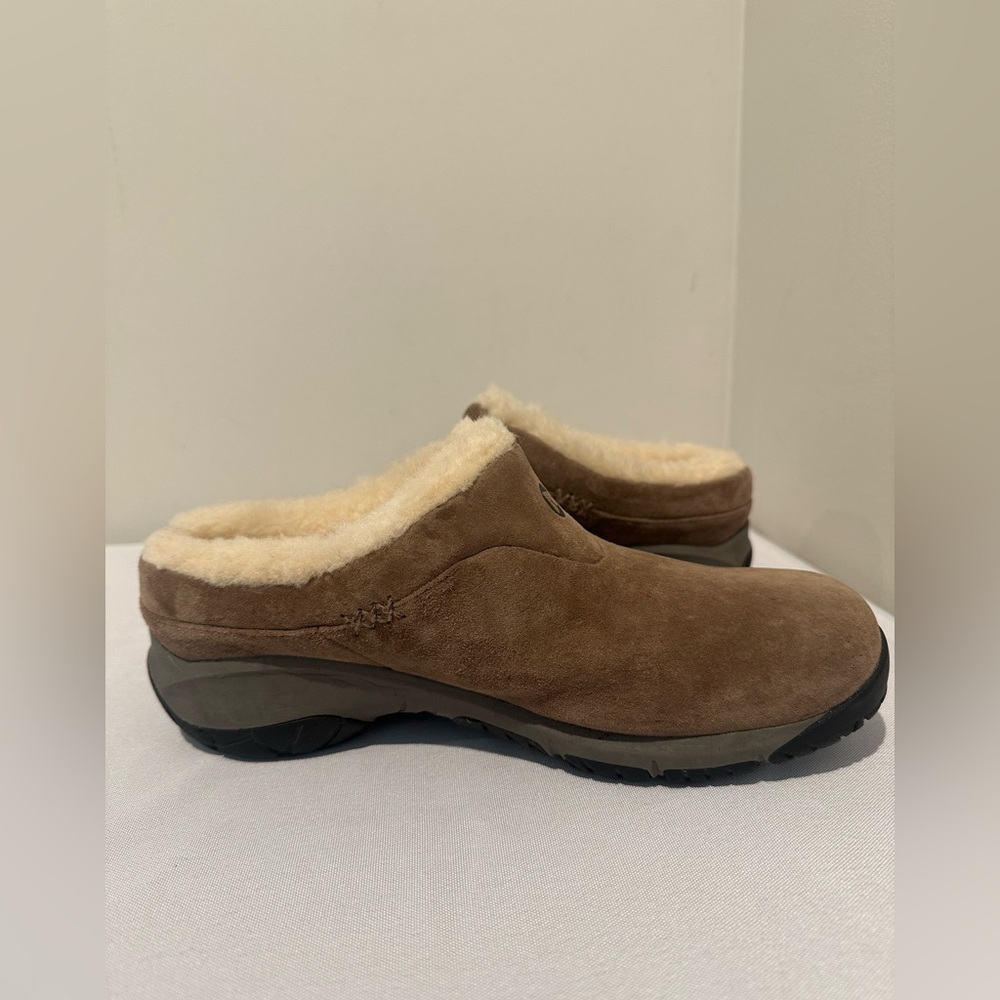 Merrell Encore Clog Mules Womens Size 8.5 Brown Suede Fur Lined Slip On Shoes - Picture 8 of 8